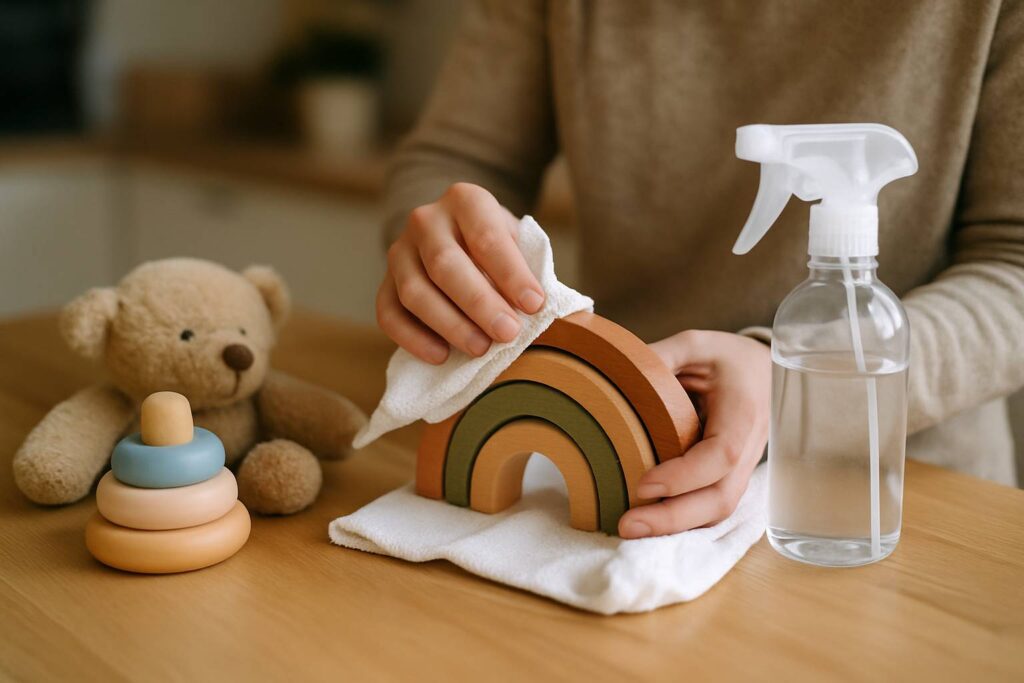 Comment entretenir et nettoyer le matériel d’éveil pour bébé sans produits chimiques