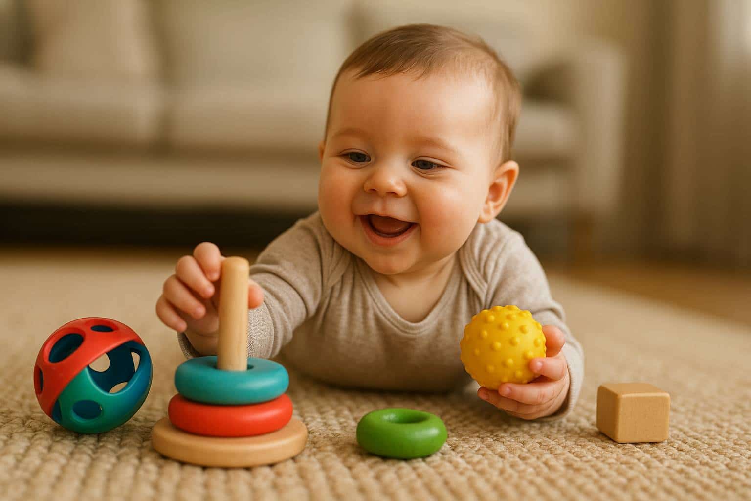 Jeux simples pour occuper bébé et développer sa motricité en s’amusant